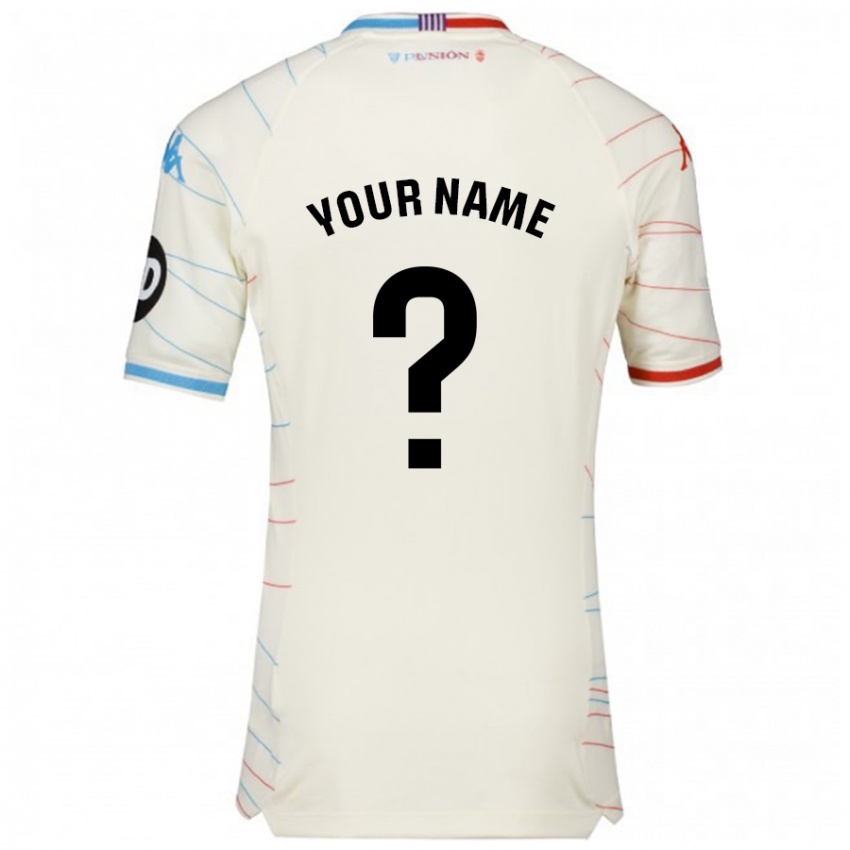 Hombre Camiseta Ihren Namen #0 Blanco Rojo Azul 2ª Equipación 2024/25 La Camisa Chile