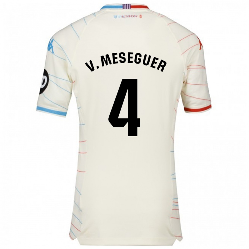 Hombre Camiseta Víctor Meseguer #4 Blanco Rojo Azul 2ª Equipación 2024/25 La Camisa Chile