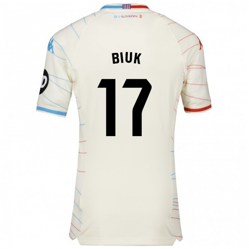 Hombre Camiseta Stipe Biuk #17 Blanco Rojo Azul 2ª Equipación 2024/25 La Camisa Chile