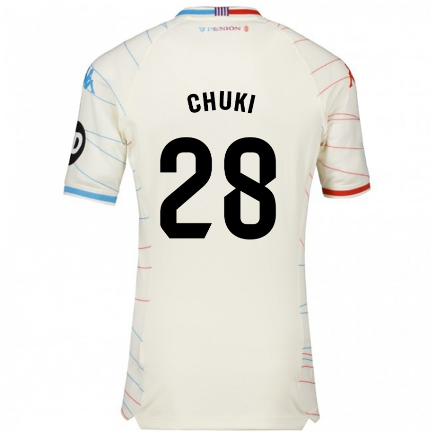 Hombre Camiseta Chuki #28 Blanco Rojo Azul 2ª Equipación 2024/25 La Camisa Chile