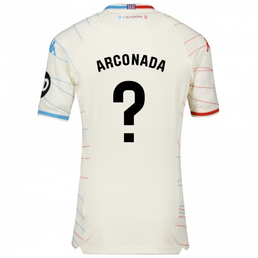 Hombre Camiseta Diego Arconada #0 Blanco Rojo Azul 2ª Equipación 2024/25 La Camisa Chile