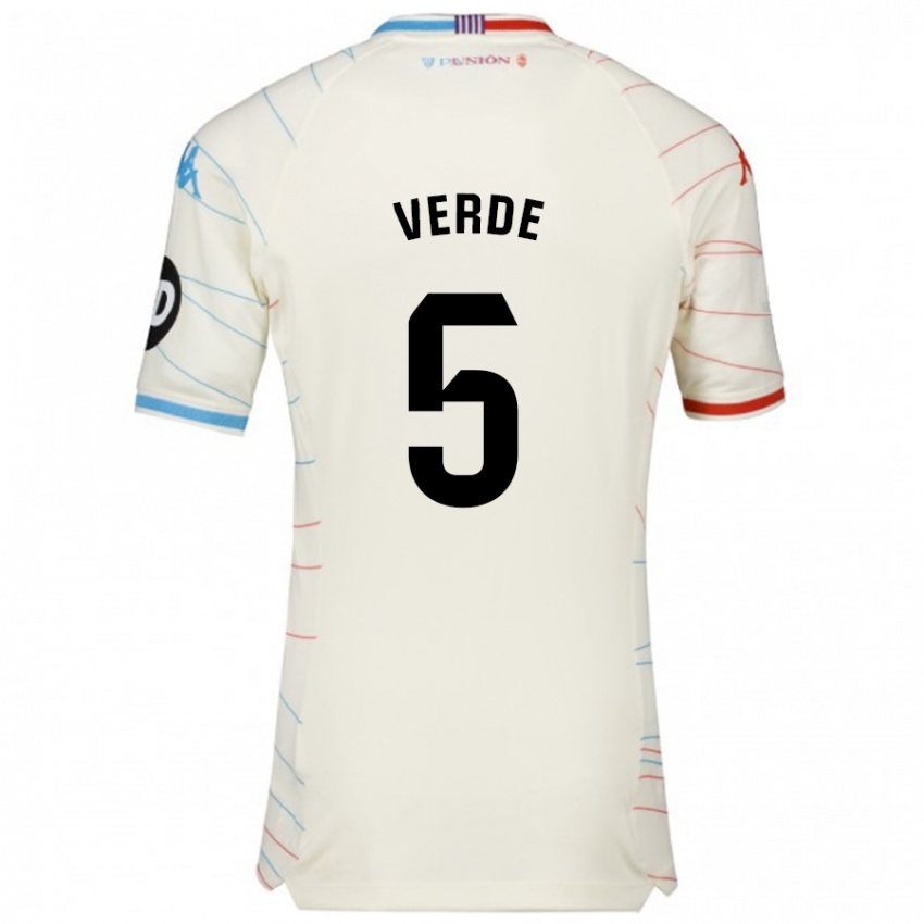 Hombre Camiseta Adrián Verde #5 Blanco Rojo Azul 2ª Equipación 2024/25 La Camisa Chile