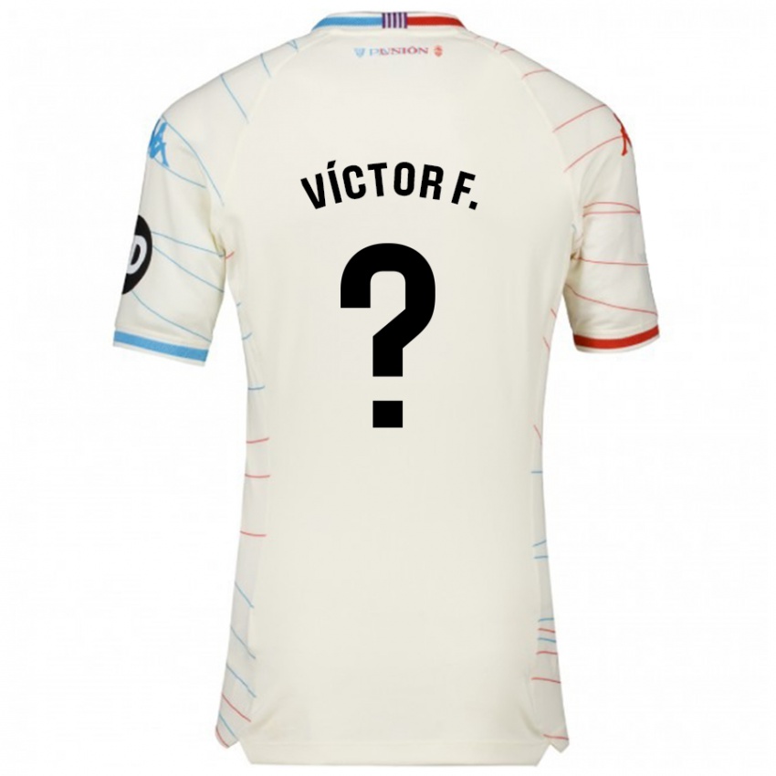 Hombre Camiseta Víctor Fernández #0 Blanco Rojo Azul 2ª Equipación 2024/25 La Camisa Chile