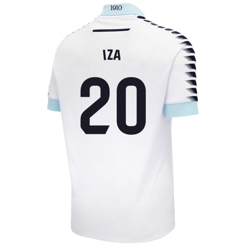 Hombre Camiseta Iza Carcelén #20 Blanco Azul 2ª Equipación 2024/25 La Camisa Chile