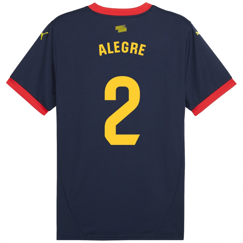 Hombre Camiseta Marc Alegre #2 Azul Marino Rojo 2ª Equipación 2024/25 La Camisa Chile