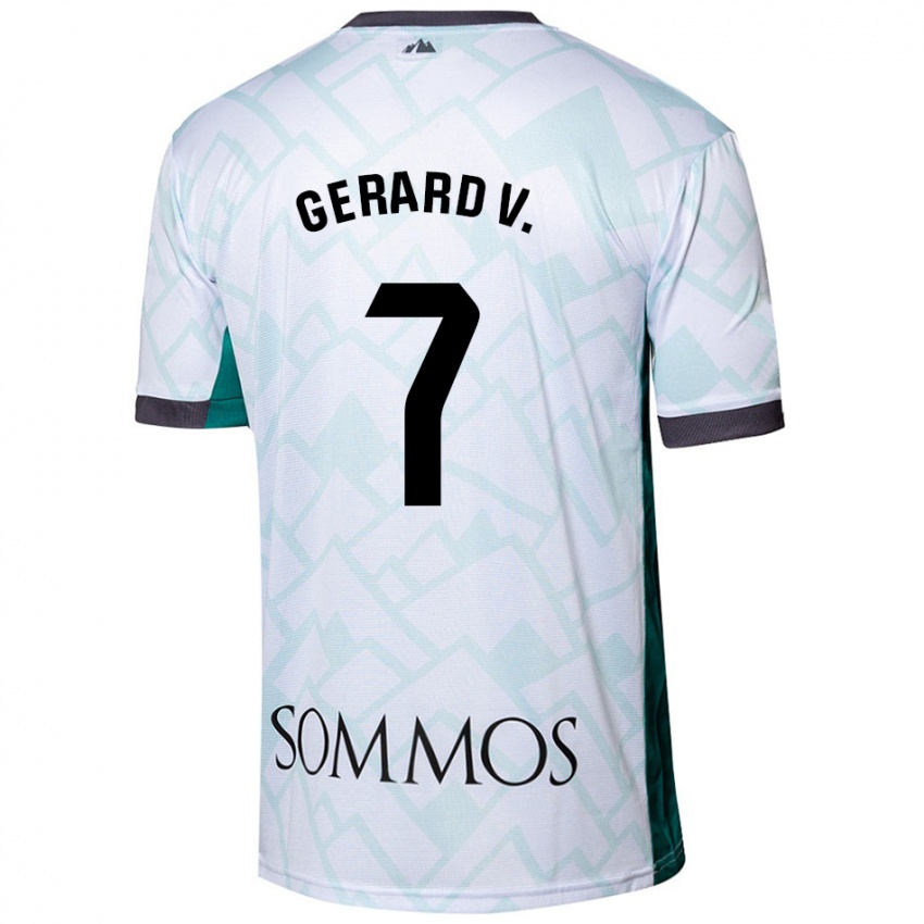 Hombre Camiseta Gerard Valentín #7 Blanco Verde 2ª Equipación 2024/25 La Camisa Chile