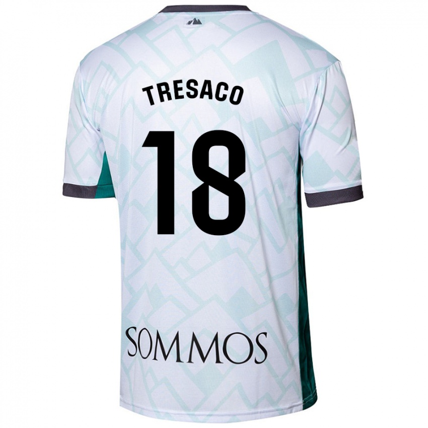 Hombre Camiseta Rafa Tresaco #18 Blanco Verde 2ª Equipación 2024/25 La Camisa Chile