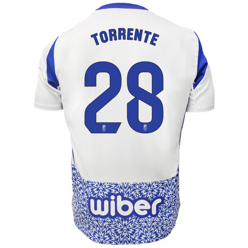 Hombre Camiseta Raúl Torrente #28 Blanco Azul 2ª Equipación 2024/25 La Camisa Chile