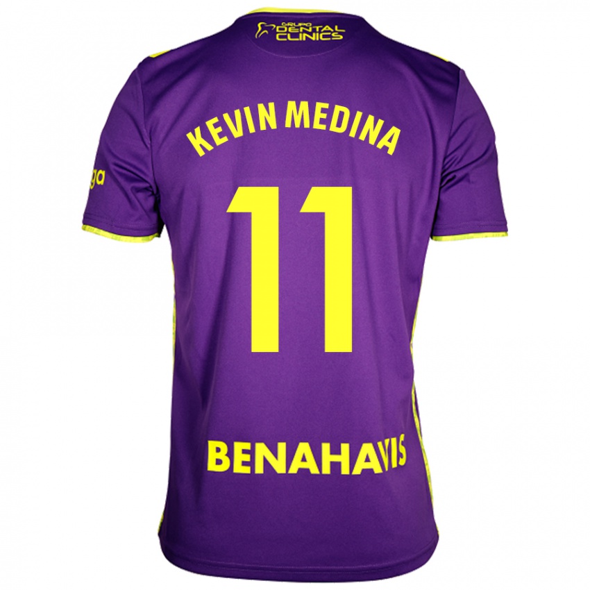 Hombre Camiseta Kevin Medina #11 Púrpura Amarillo 2ª Equipación 2024/25 La Camisa Chile