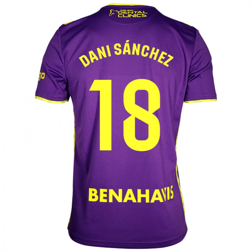 Hombre Camiseta Dani Sánchez #18 Púrpura Amarillo 2ª Equipación 2024/25 La Camisa Chile