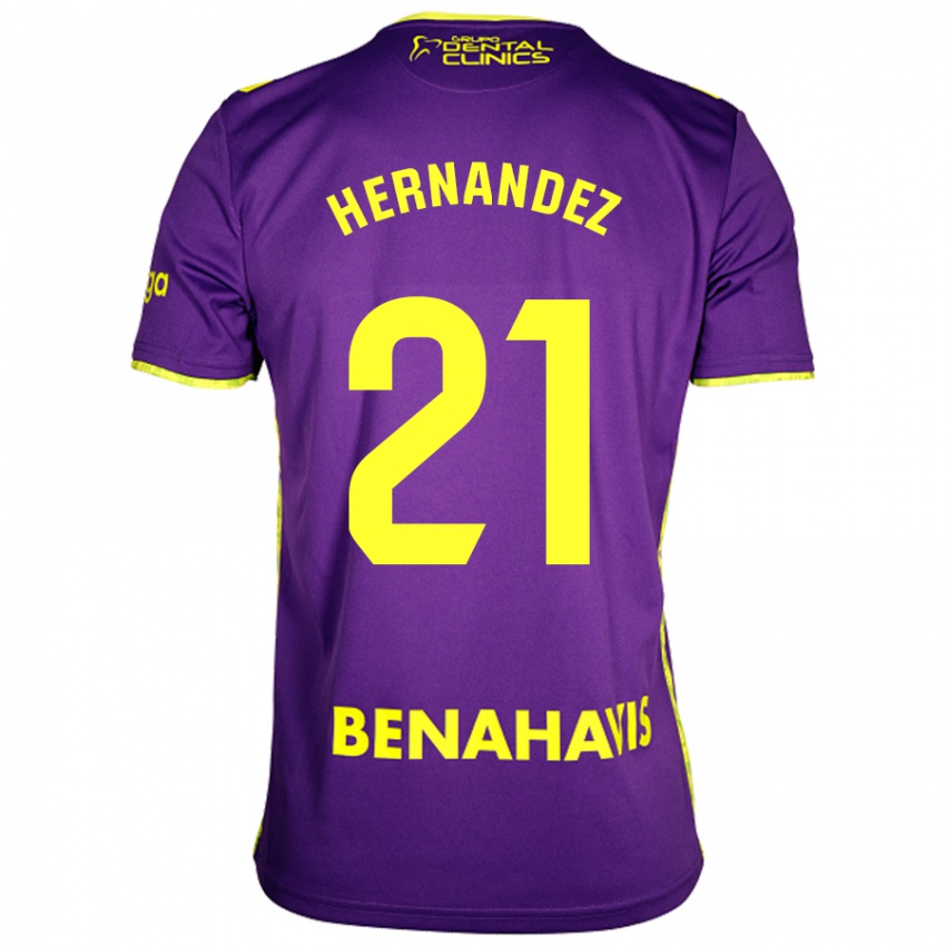 Hombre Camiseta Juan Hernández #21 Púrpura Amarillo 2ª Equipación 2024/25 La Camisa Chile