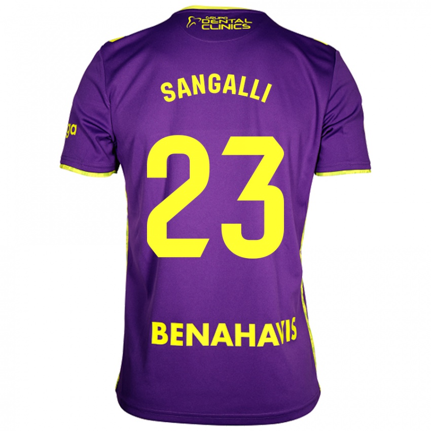 Hombre Camiseta Luca Sangalli #23 Púrpura Amarillo 2ª Equipación 2024/25 La Camisa Chile