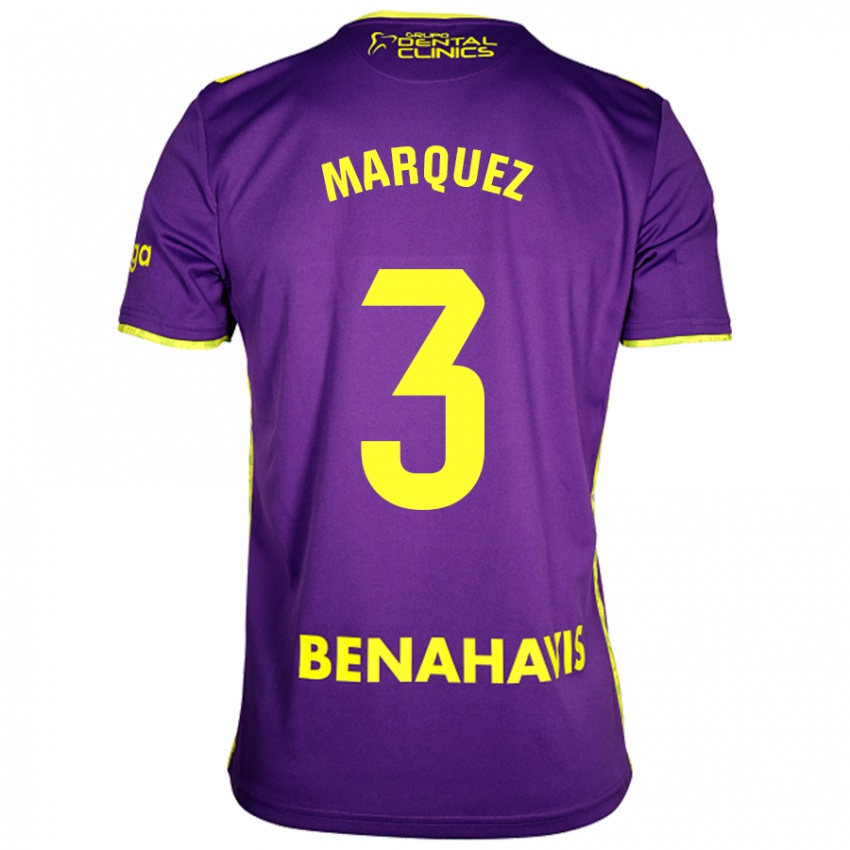 Hombre Camiseta David Márquez #3 Púrpura Amarillo 2ª Equipación 2024/25 La Camisa Chile