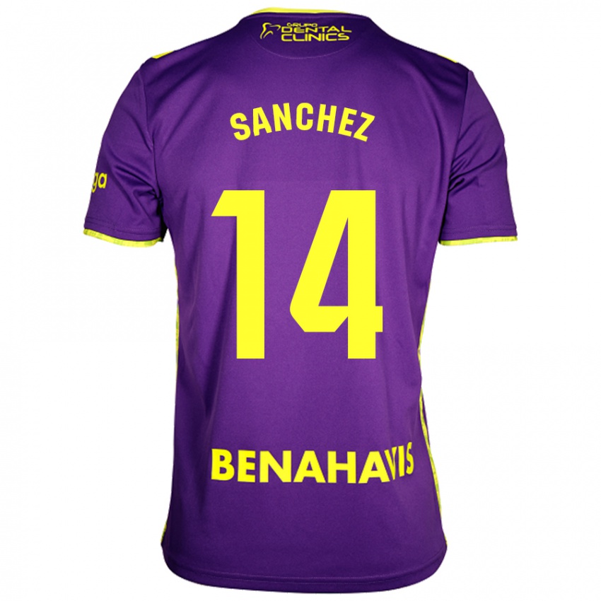 Hombre Camiseta Rubén Sánchez #14 Púrpura Amarillo 2ª Equipación 2024/25 La Camisa Chile