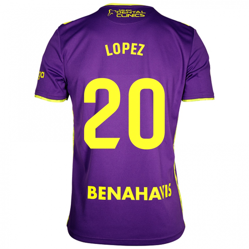 Hombre Camiseta Adri López #20 Púrpura Amarillo 2ª Equipación 2024/25 La Camisa Chile