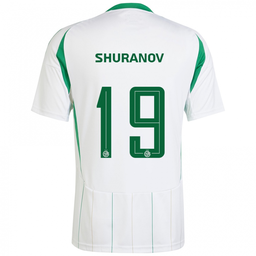 Hombre Camiseta Erik Shuranov #19 Blanco Verde 2ª Equipación 2024/25 La Camisa Chile