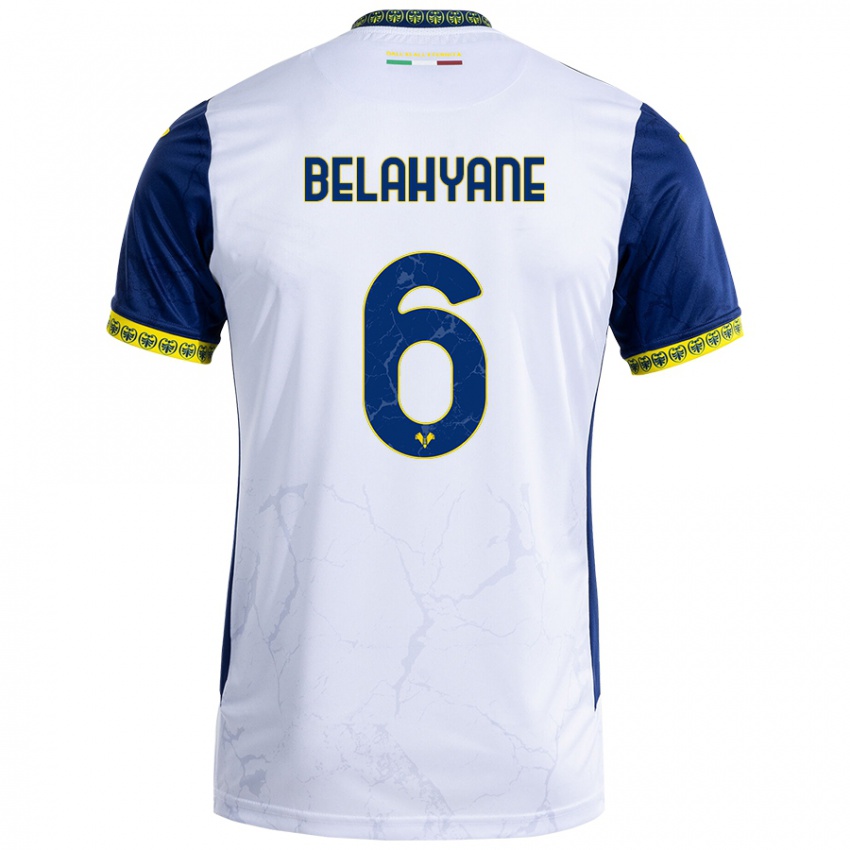 Hombre Camiseta Reda Belahyane #6 Blanco Azul 2ª Equipación 2024/25 La Camisa Chile