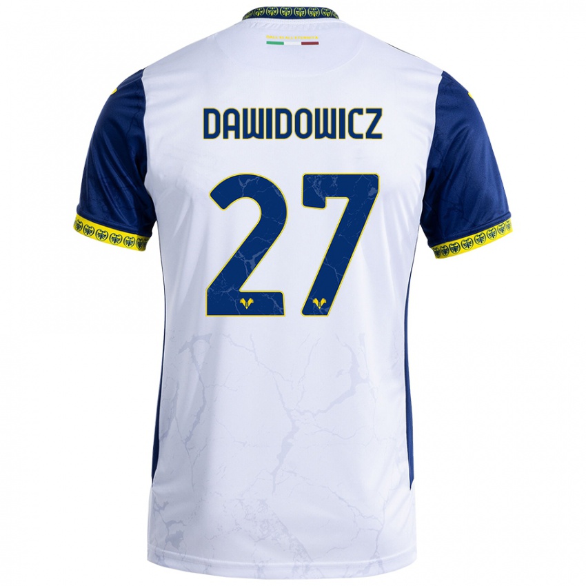 Hombre Camiseta Pawel Dawidowicz #27 Blanco Azul 2ª Equipación 2024/25 La Camisa Chile