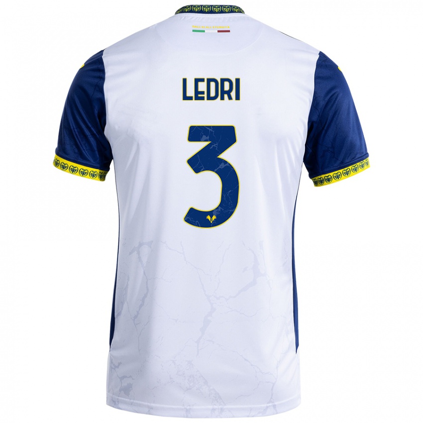 Hombre Camiseta Michela Ledri #3 Blanco Azul 2ª Equipación 2024/25 La Camisa Chile