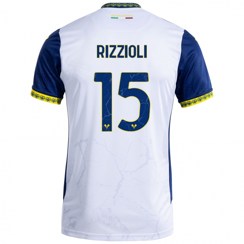 Hombre Camiseta Gaia Rizzioli #15 Blanco Azul 2ª Equipación 2024/25 La Camisa Chile