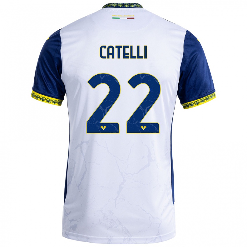 Hombre Camiseta Anna Catelli #22 Blanco Azul 2ª Equipación 2024/25 La Camisa Chile