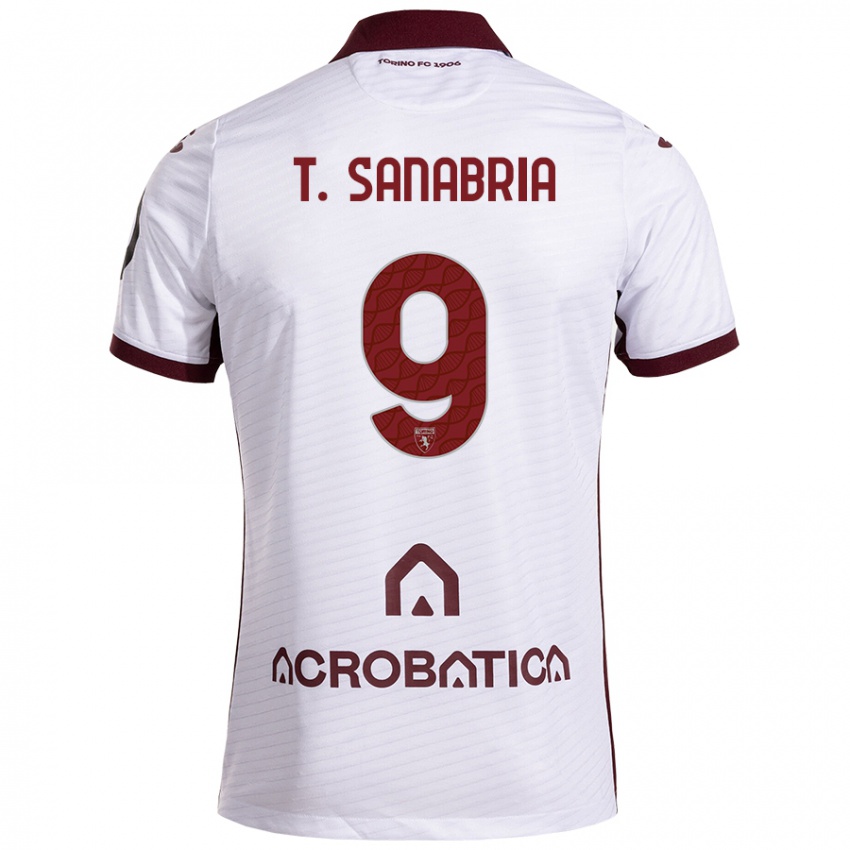 Hombre Camiseta Antonio Sanabria #9 Blanco Granate 2ª Equipación 2024/25 La Camisa Chile