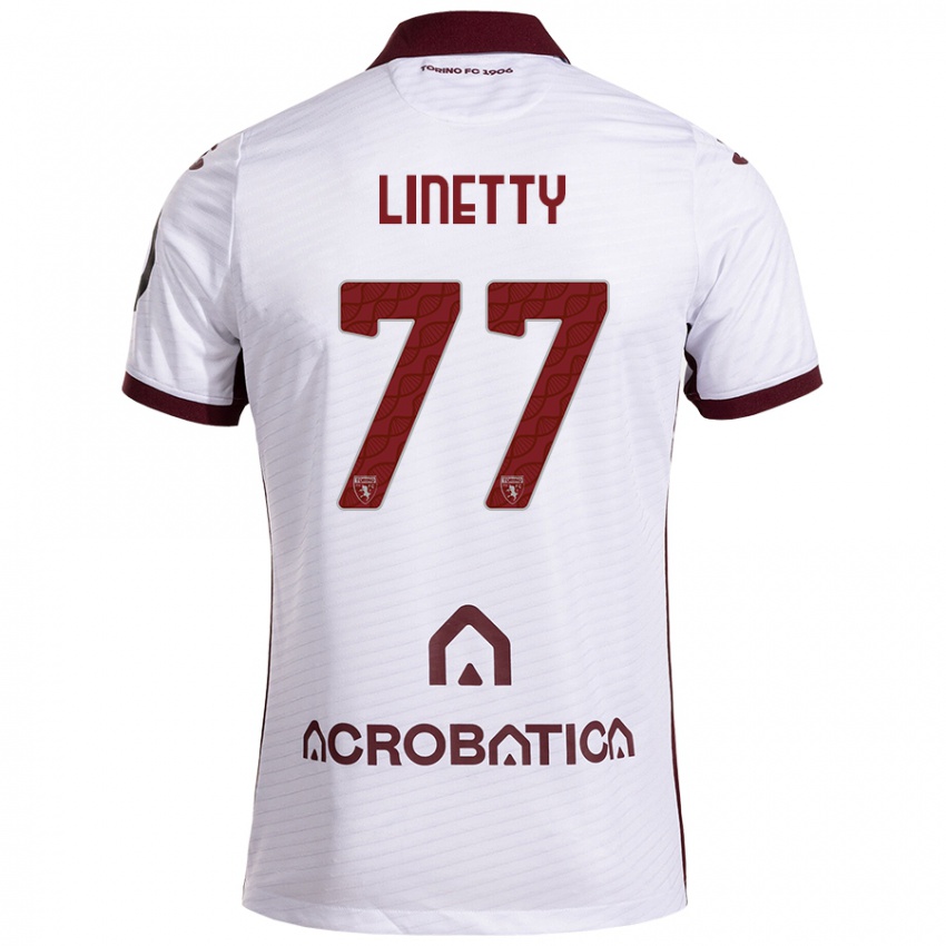 Hombre Camiseta Karol Linetty #77 Blanco Granate 2ª Equipación 2024/25 La Camisa Chile