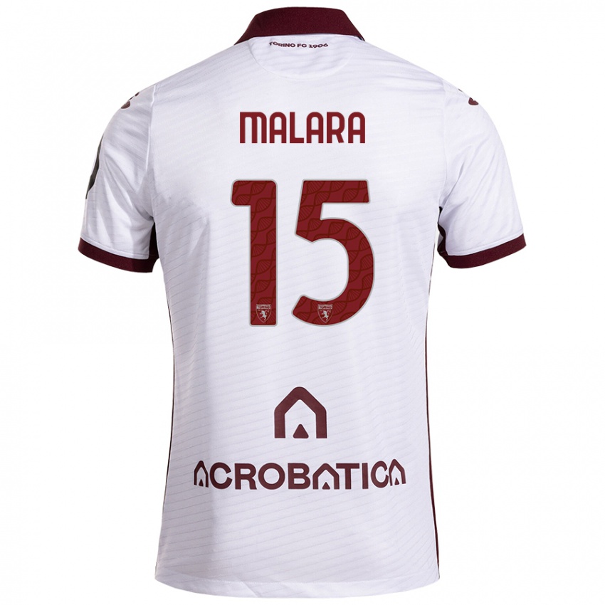 Hombre Camiseta Sara Malara #15 Blanco Granate 2ª Equipación 2024/25 La Camisa Chile