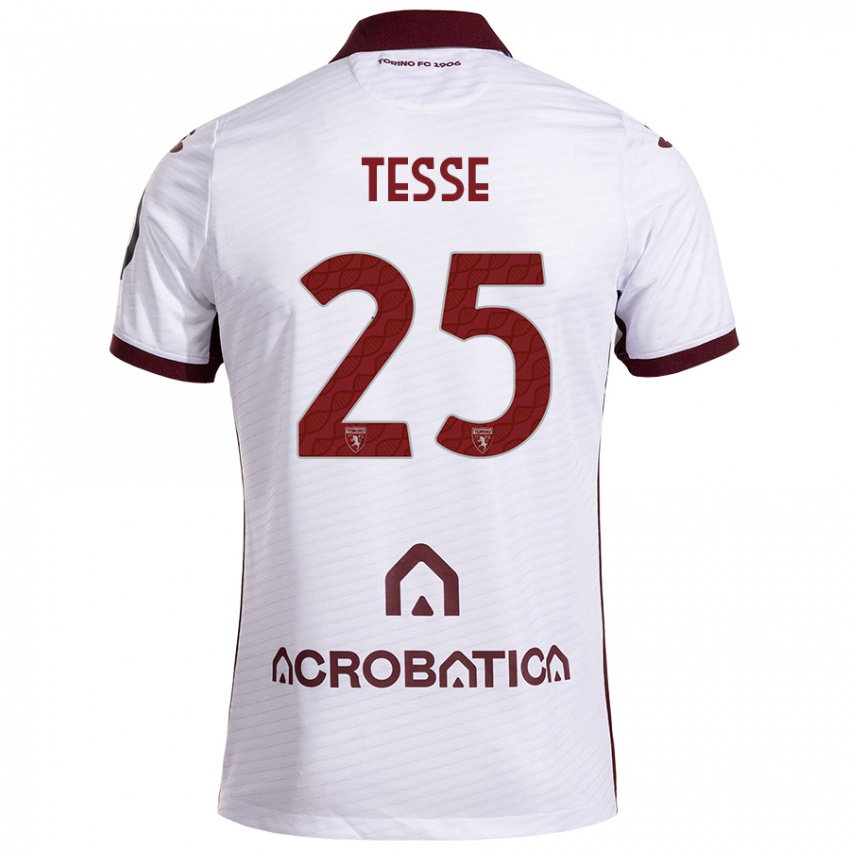 Hombre Camiseta Manuela Tesse #25 Blanco Granate 2ª Equipación 2024/25 La Camisa Chile