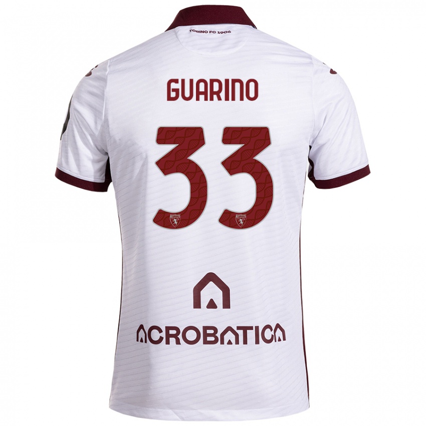 Hombre Camiseta Rita Guarino #33 Blanco Granate 2ª Equipación 2024/25 La Camisa Chile