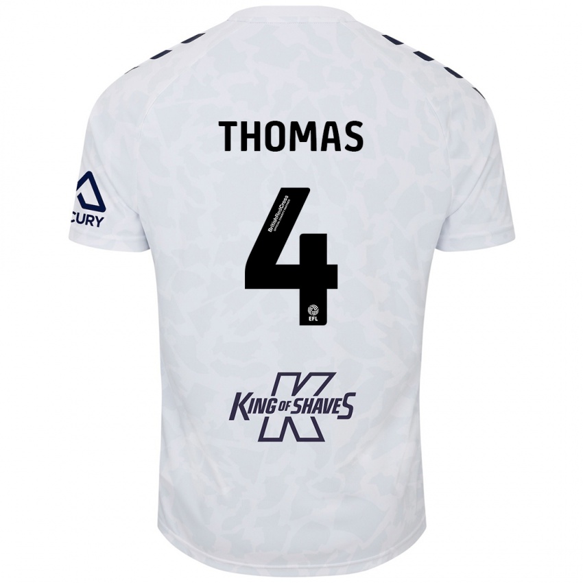 Hombre Camiseta Bobby Thomas #4 Blanco 2ª Equipación 2024/25 La Camisa Chile