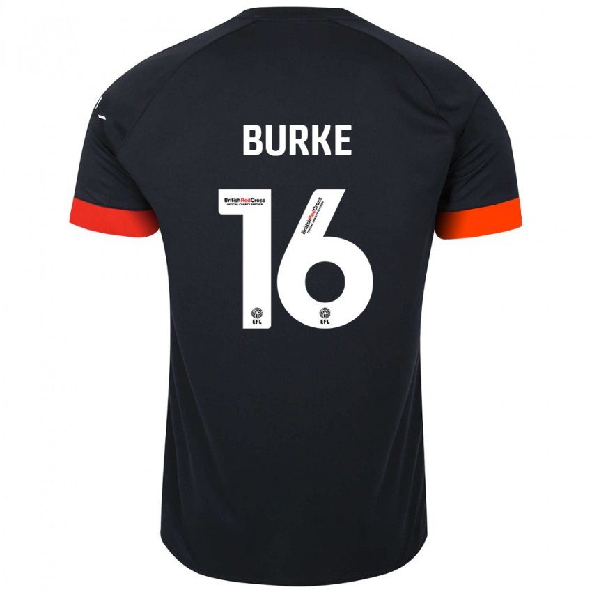 Hombre Camiseta Reece Burke #16 Negro Naranja 2ª Equipación 2024/25 La Camisa Chile