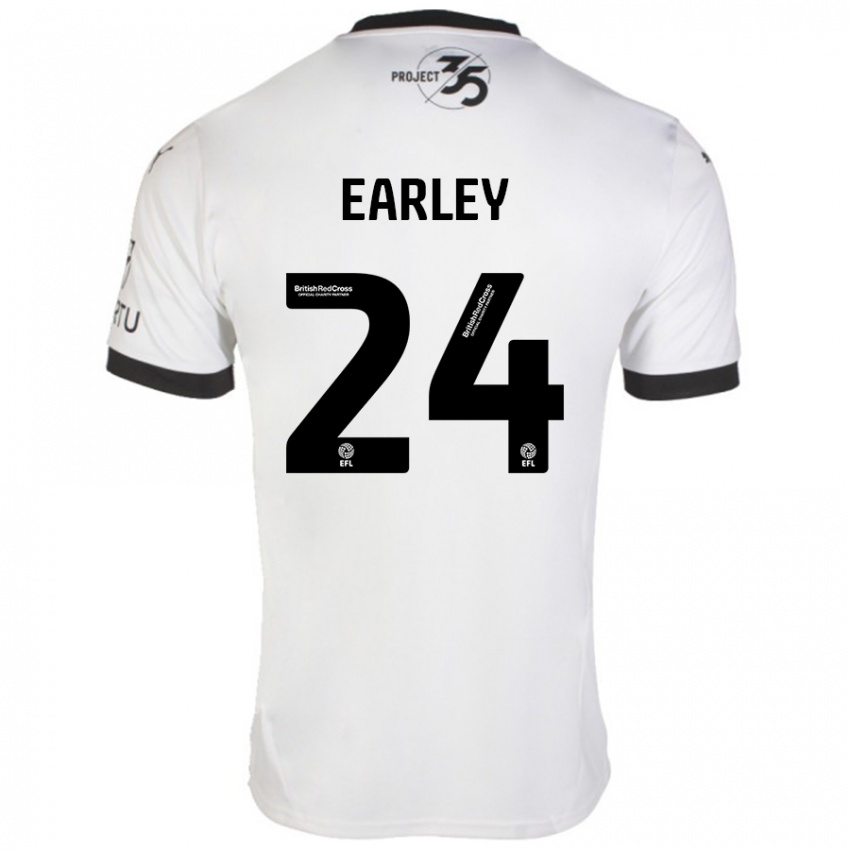 Hombre Camiseta Saxon Earley #24 Blanco Negro 2ª Equipación 2024/25 La Camisa Chile