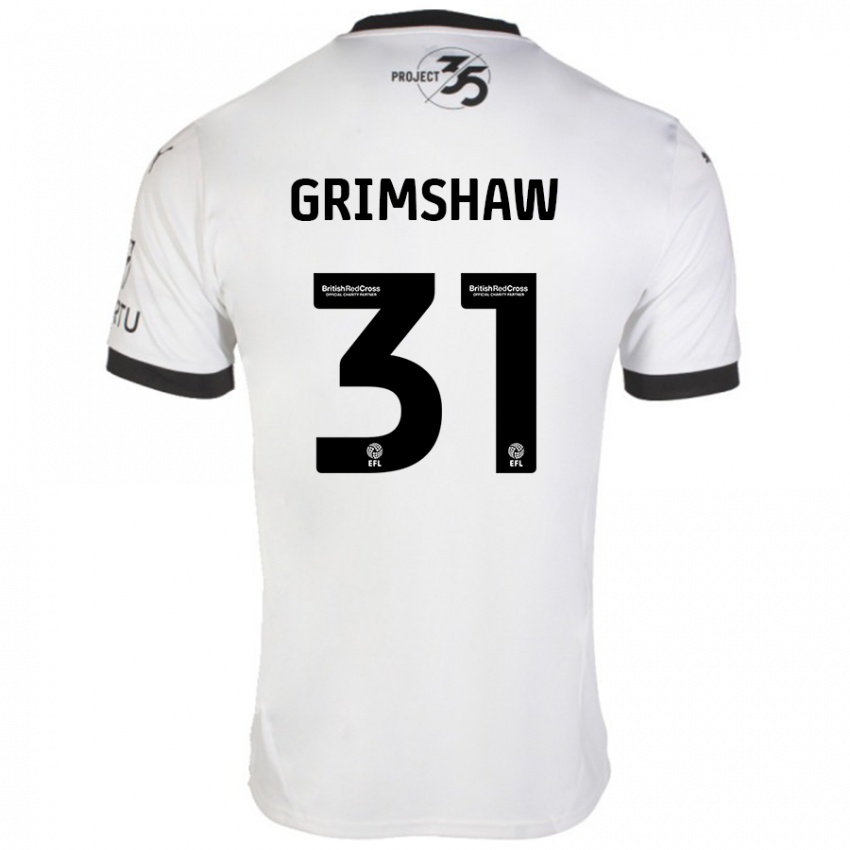 Hombre Camiseta Daniel Grimshaw #31 Blanco Negro 2ª Equipación 2024/25 La Camisa Chile