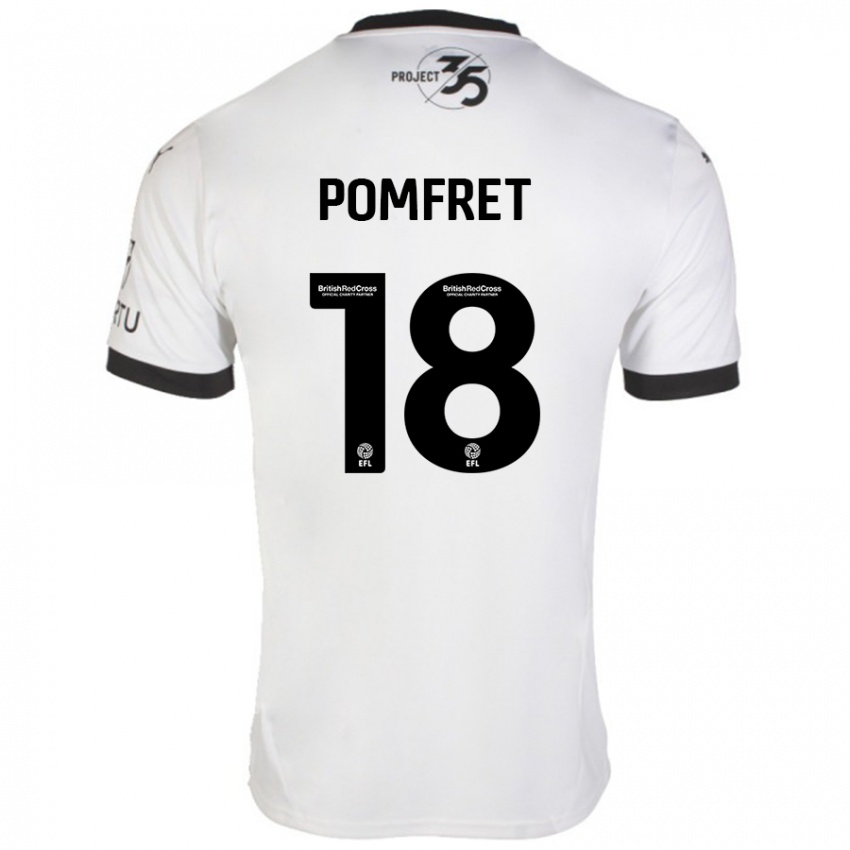 Hombre Camiseta Taya Pomfret #18 Blanco Negro 2ª Equipación 2024/25 La Camisa Chile