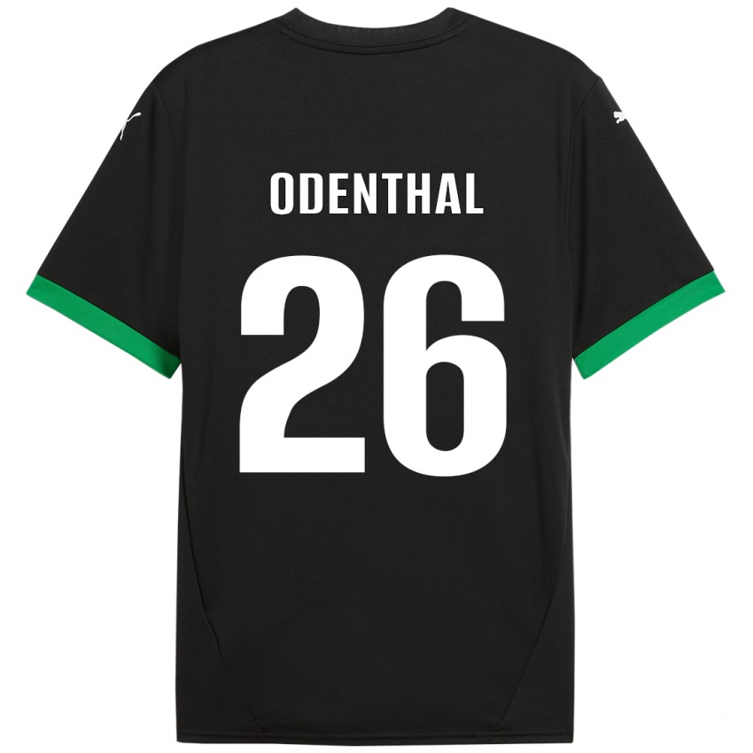 Mujer Camiseta Cas Odenthal #26 Negro Verde Oscuro 1ª Equipación 2024/25 La Camisa Chile