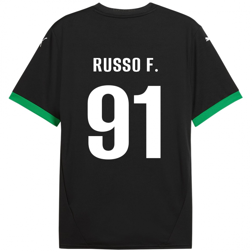 Mujer Camiseta Flavio Russo #91 Negro Verde Oscuro 1ª Equipación 2024/25 La Camisa Chile