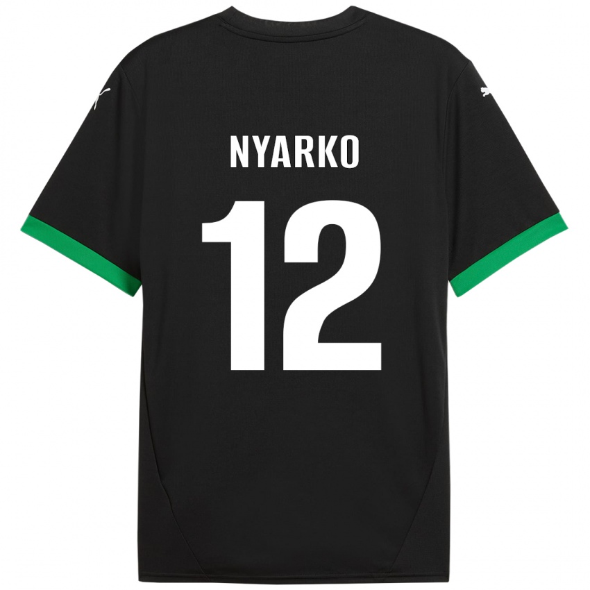 Mujer Camiseta Lorenzo Nyarko #12 Negro Verde Oscuro 1ª Equipación 2024/25 La Camisa Chile