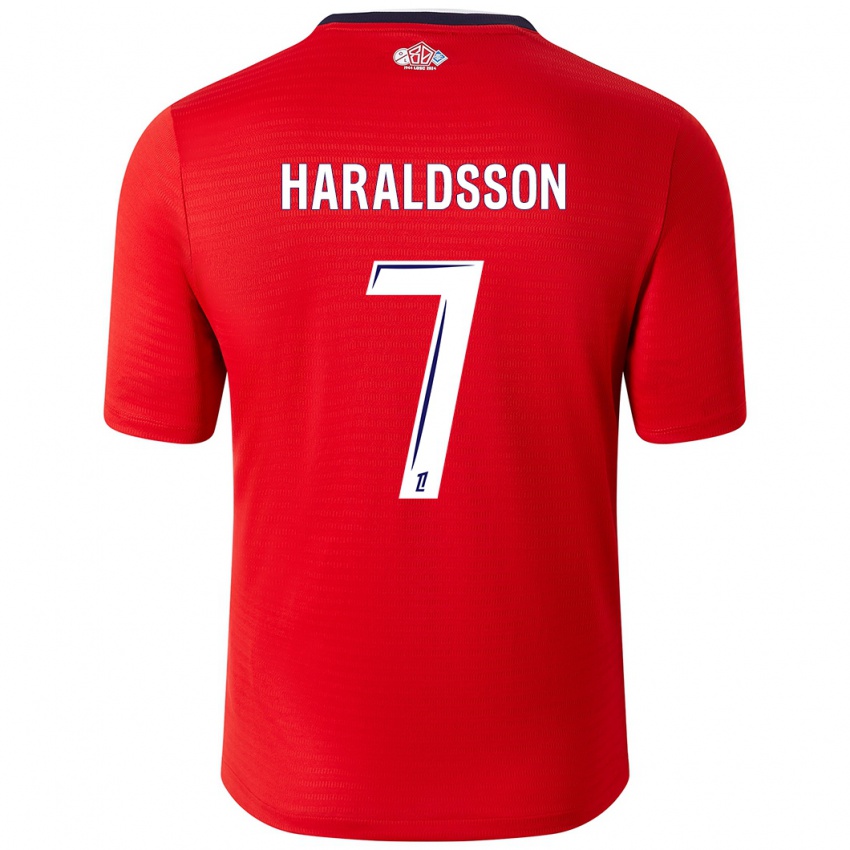 Mujer Camiseta Hákon Arnar Haraldsson #7 Rojo Blanco 1ª Equipación 2024/25 La Camisa Chile