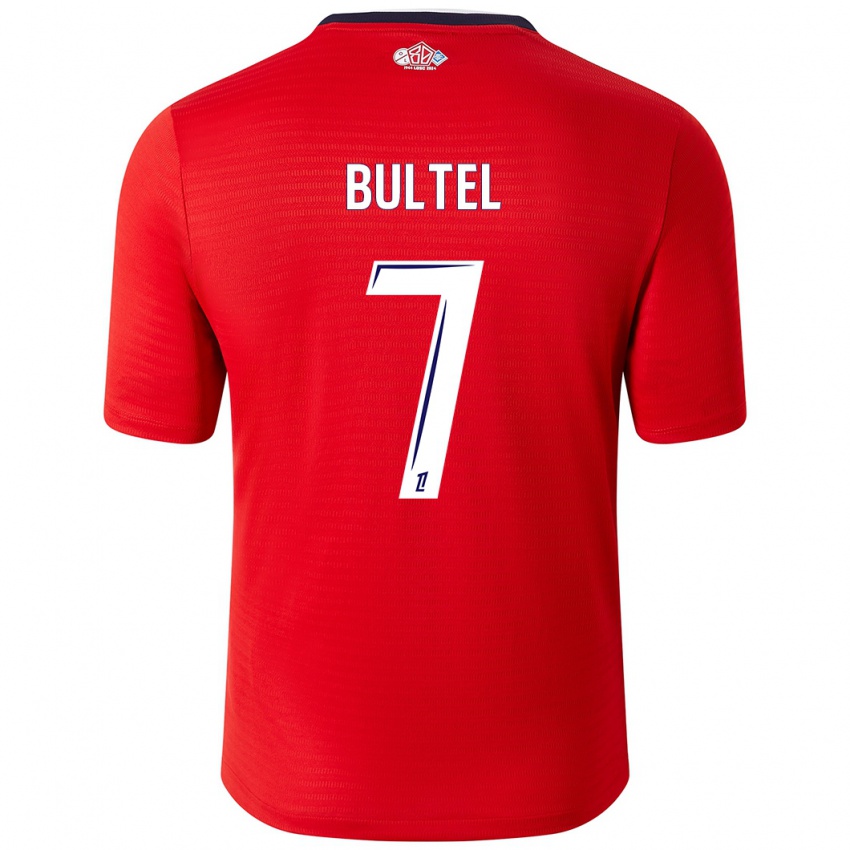 Mujer Camiseta Ludivine Bultel #7 Rojo Blanco 1ª Equipación 2024/25 La Camisa Chile