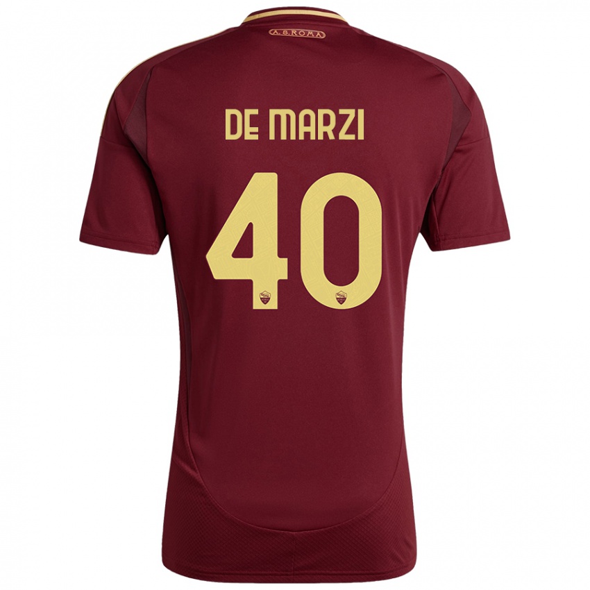 Mujer Camiseta Giorgio De Marzi #40 Rojo Marrón Dorado 1ª Equipación 2024/25 La Camisa Chile