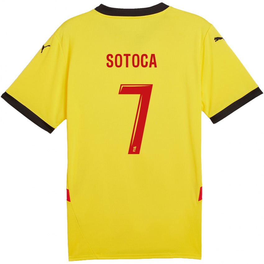 Mujer Camiseta Florian Sotoca #7 Amarillo Rojo 1ª Equipación 2024/25 La Camisa Chile