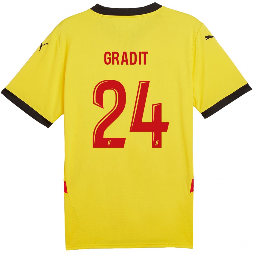 Mujer Camiseta Jonathan Gradit #24 Amarillo Rojo 1ª Equipación 2024/25 La Camisa Chile