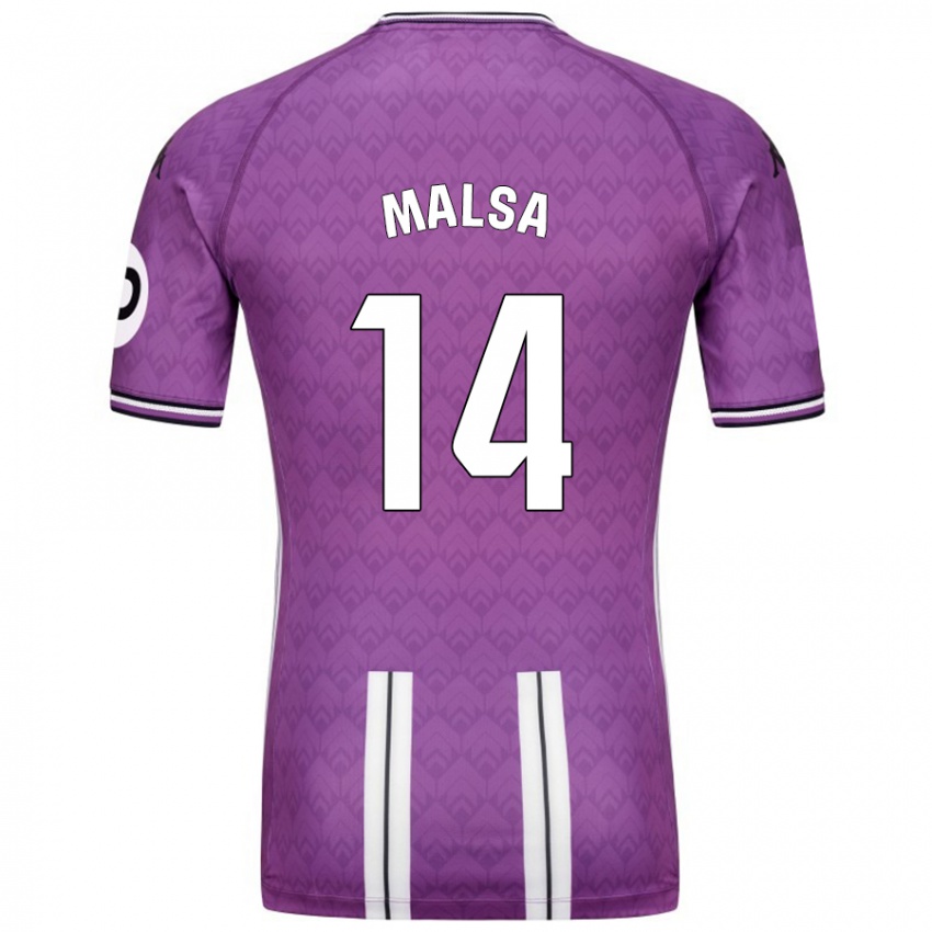 Mujer Camiseta Mickaël Malsa #14 Púrpura Blanco 1ª Equipación 2024/25 La Camisa Chile