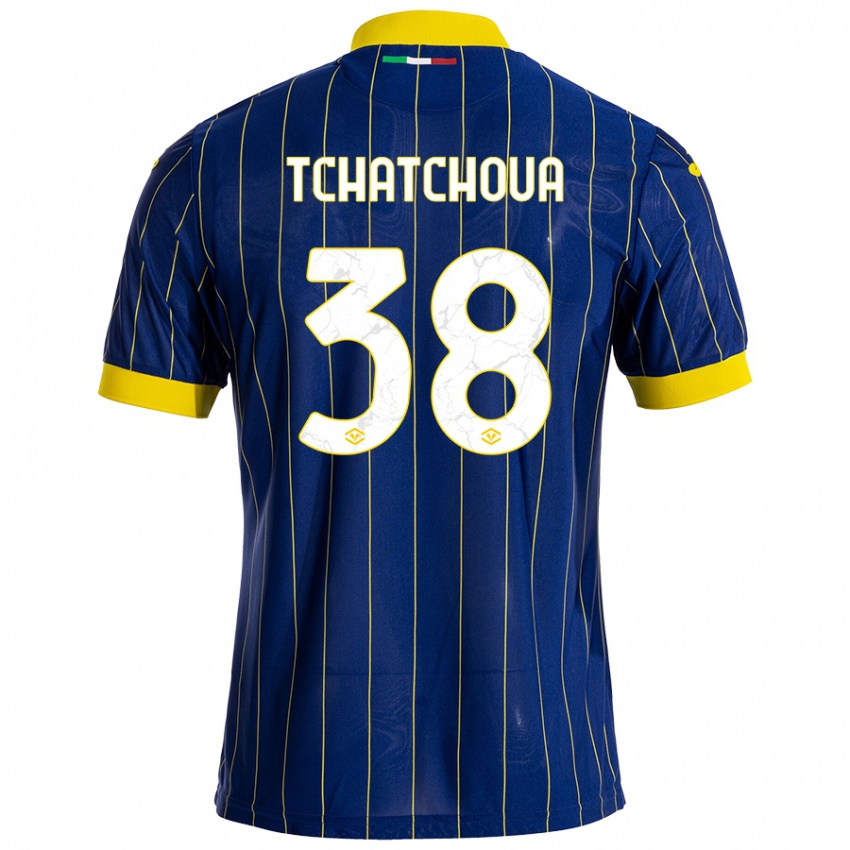 Mujer Camiseta Jackson Tchatchoua #38 Azul Amarillo 1ª Equipación 2024/25 La Camisa Chile