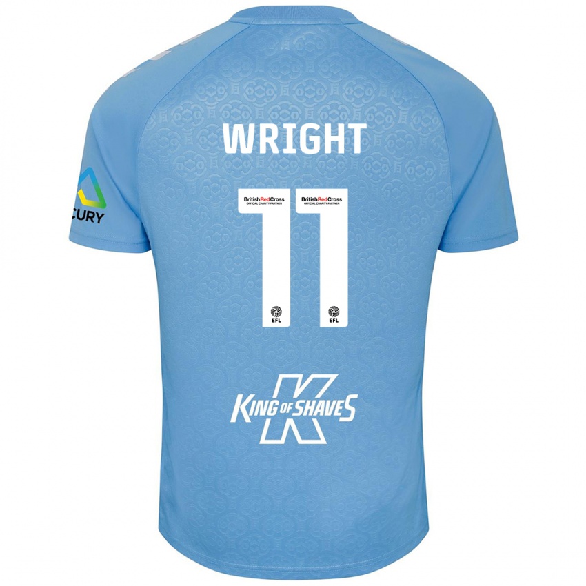 Mujer Camiseta Haji Wright #11 Azul Blanco 1ª Equipación 2024/25 La Camisa Chile