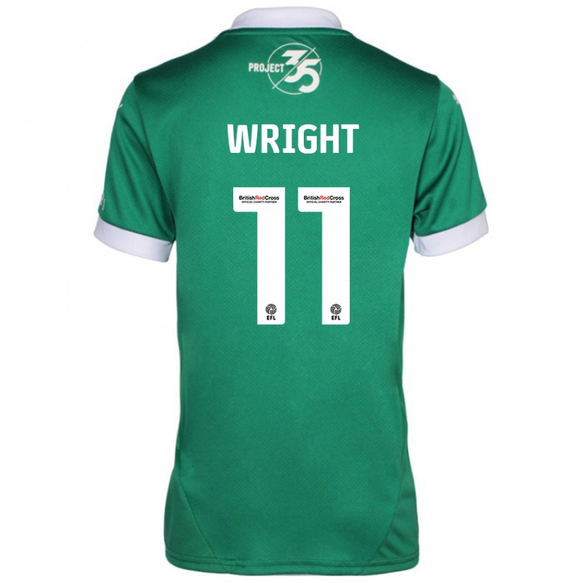 Mujer Camiseta Callum Wright #11 Verde Blanco 1ª Equipación 2024/25 La Camisa Chile