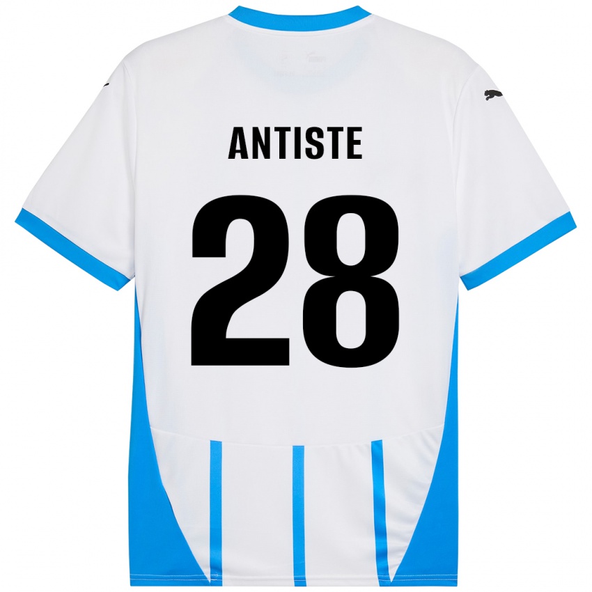 Mujer Camiseta Janis Antiste #28 Blanco Azul 2ª Equipación 2024/25 La Camisa Chile