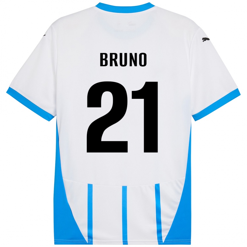 Mujer Camiseta Kevin Bruno #21 Blanco Azul 2ª Equipación 2024/25 La Camisa Chile