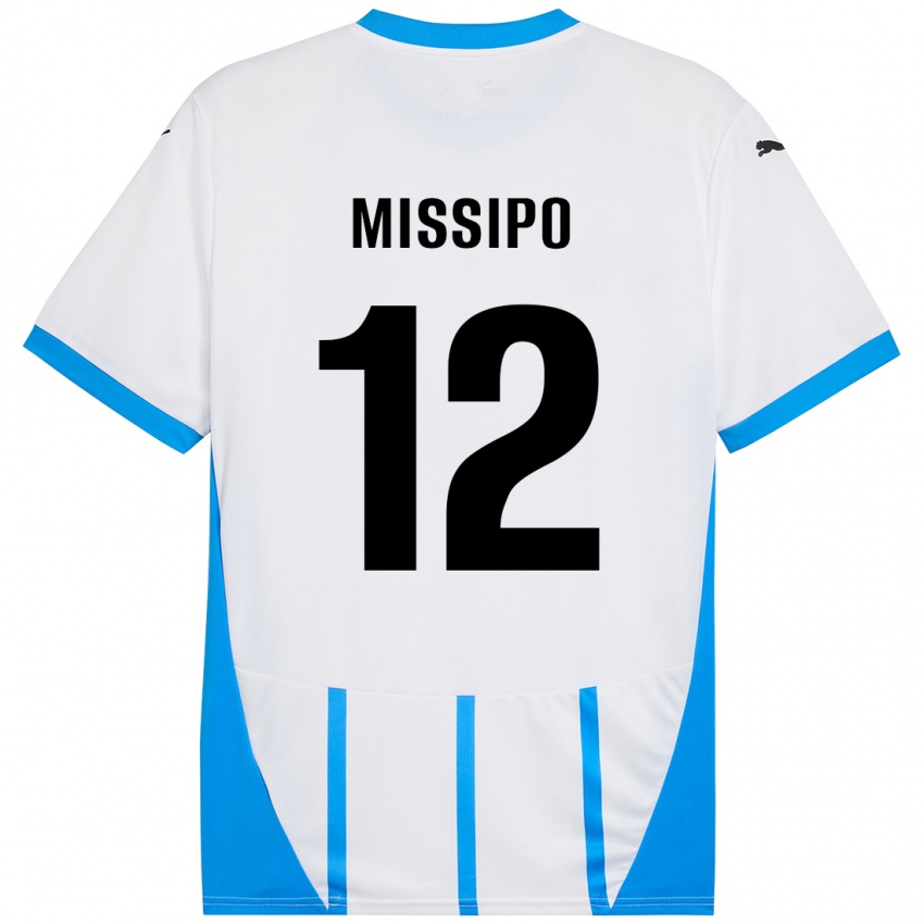 Mujer Camiseta Kassandra Missipo #12 Blanco Azul 2ª Equipación 2024/25 La Camisa Chile